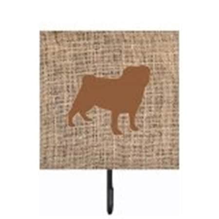 Jensendistributionservices Pug Burlap And Brown Leash Or Key Holder Bb1112 MI1655806